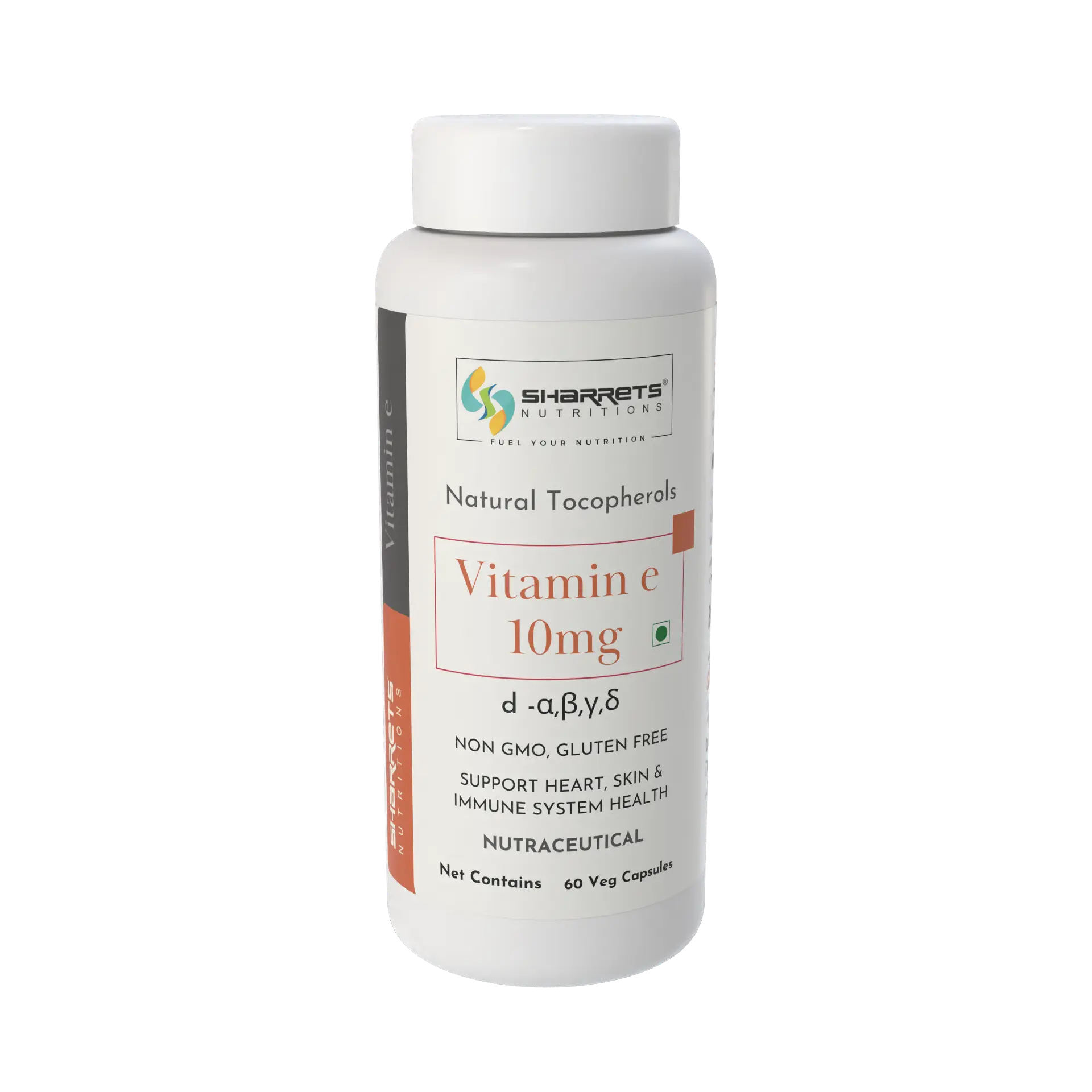 Natural Vitamin E Capsules with mixed tocopherols 60 capsules by Sharrets Nutritions antioxidant vitamin E supplement for skin, heart health and immunity