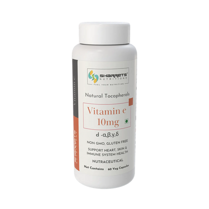 Natural Vitamin E Capsules with mixed tocopherols 60 capsules by Sharrets Nutritions antioxidant vitamin E supplement for skin, heart health and immunity