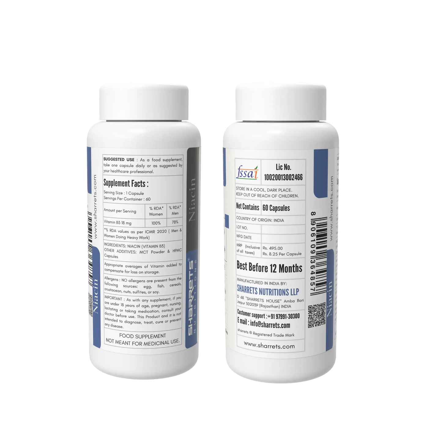 Vitamin B3 (Niacin) 18 mg Capsules – Supports Energy, Skin & Metabolism