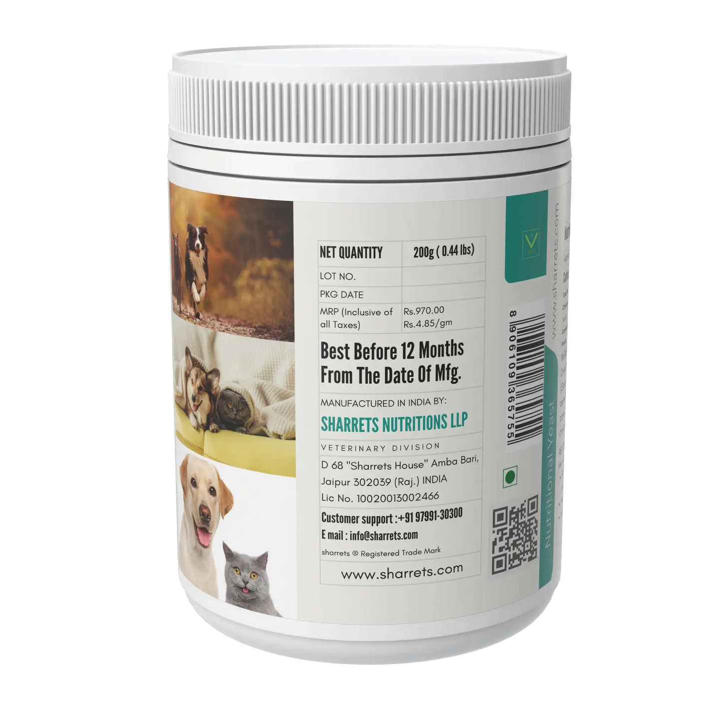 Nutritional yeast powder for dogs and cats 200g inactive dried yeast supporting skin coat digestion and energy