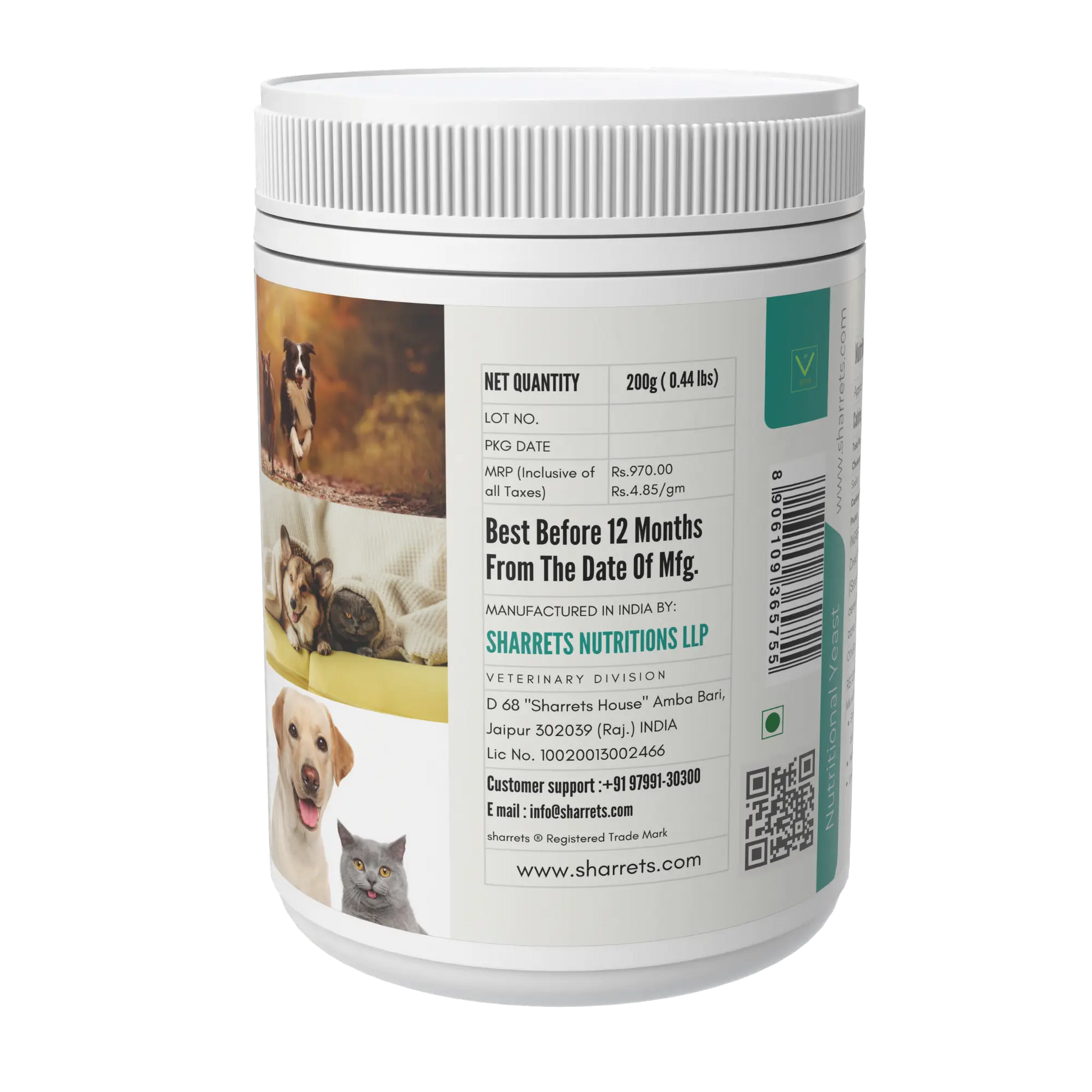 Nutritional yeast powder for dogs and cats 200g inactive dried yeast supporting skin coat digestion and energy