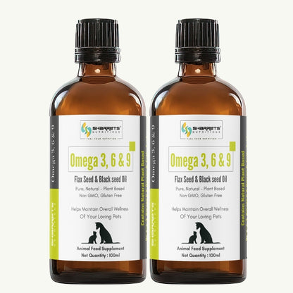 Plant based omega 3 6 9 oil for dogs and cats with flaxseed and black seed oil 100ml pack of 2