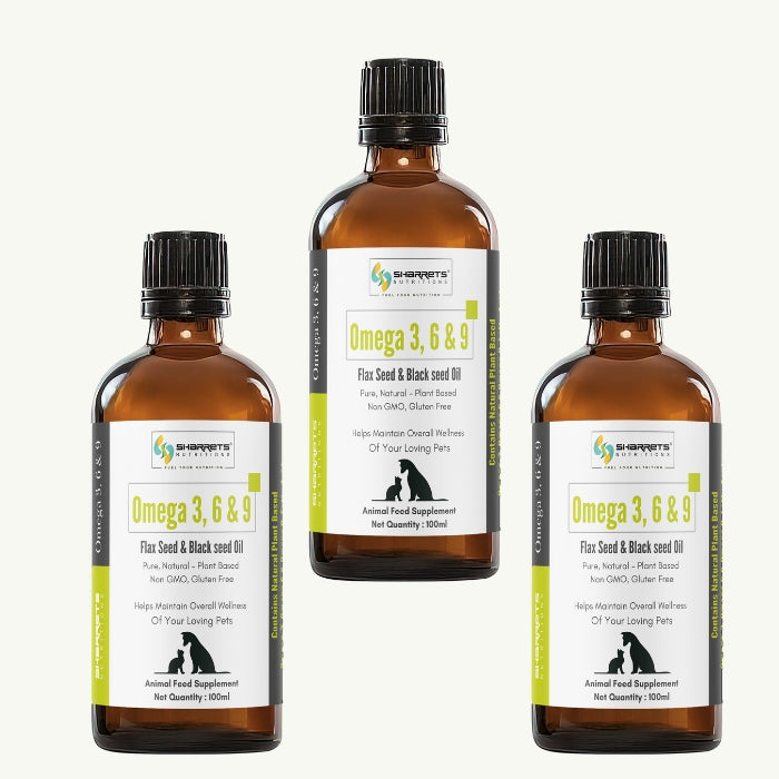 Sharrets Vegan Omega 3 6 9 Supplements for Pets - 100ml x 3