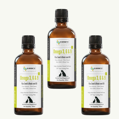 Sharrets Vegan Omega 3 6 9 Supplements for Pets - 100ml x 3