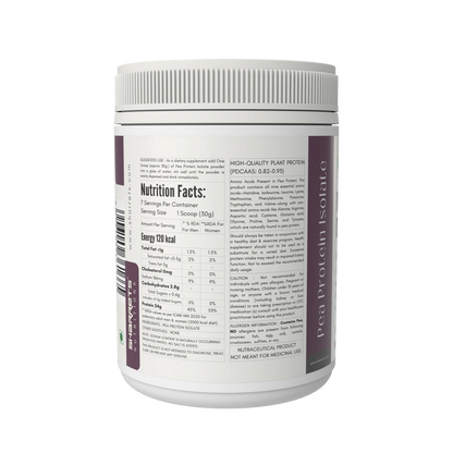 Pea protein isolate 80 percent powder nutrition facts and ingredients panel vegan plant protein by Sharrets Nutritions