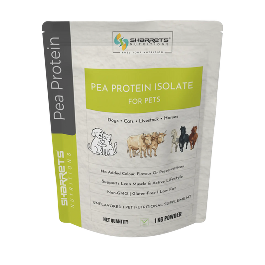 Pea protein powder for dogs cats horses and livestock 1kg pouch plant based protein supplement for animal nutrition