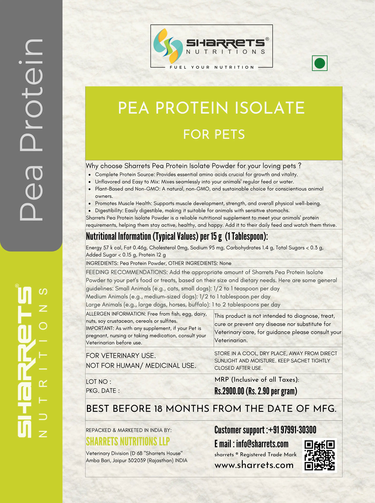 Pea Protein Powder for Dogs, Cats, Horses & Livestock I Sharrets