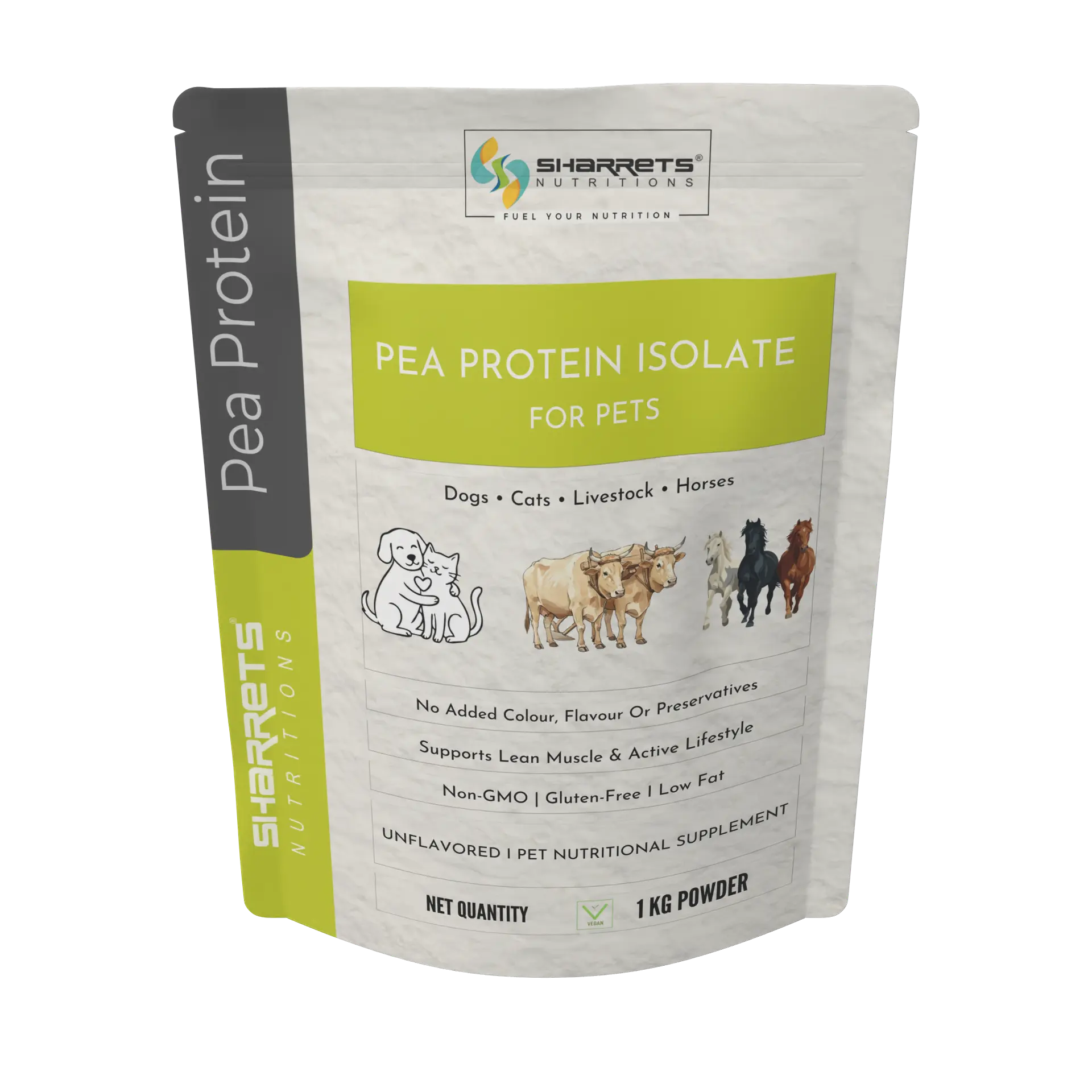 Sharrets Pea Protein Powder for Animals, 1 Kg -Unflavored
