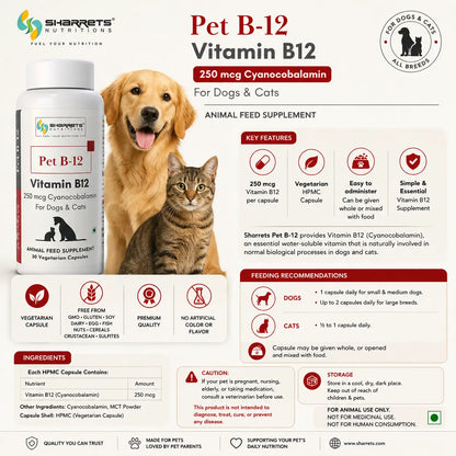 Vitamin B12 Capsules for Dogs & Cats 250 mcg | Sharrets