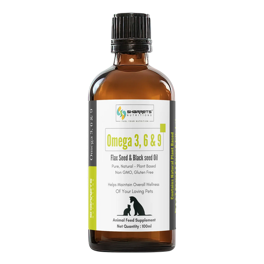 Plant based omega 3 6 9 oil for dogs and cats with flaxseed and black seed oil 100ml by Sharrets