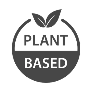 Plant-based label with leaves on a white background for sharrets nutritions plant based vegan products