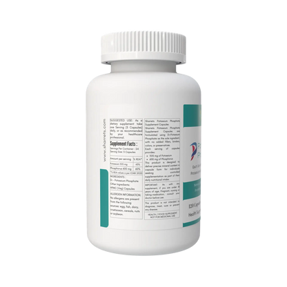 Supplement facts panel of Potassium Phosphate Dibasic Capsules showing potassium and phosphorus composition