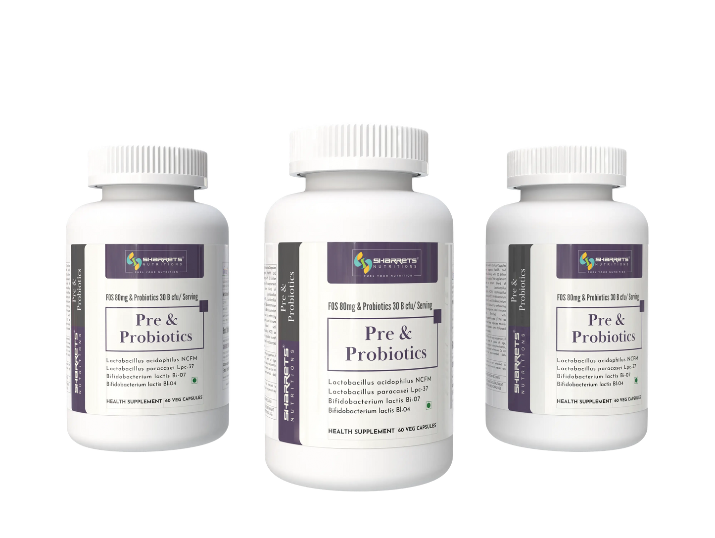 Pre and Probiotic Capsules 30 Billion CFU for Gut Microbiome Support – 3 x 60 Capsules Pack