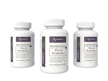 Pre and Probiotic Capsules 30 Billion CFU for Gut Microbiome Support – 3 x 60 Capsules Pack