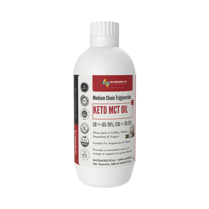 Premium Keto MCT Oil C8 C10 70:30 blend for energy focus and keto diet by Sharrets Nutritions - 500ml