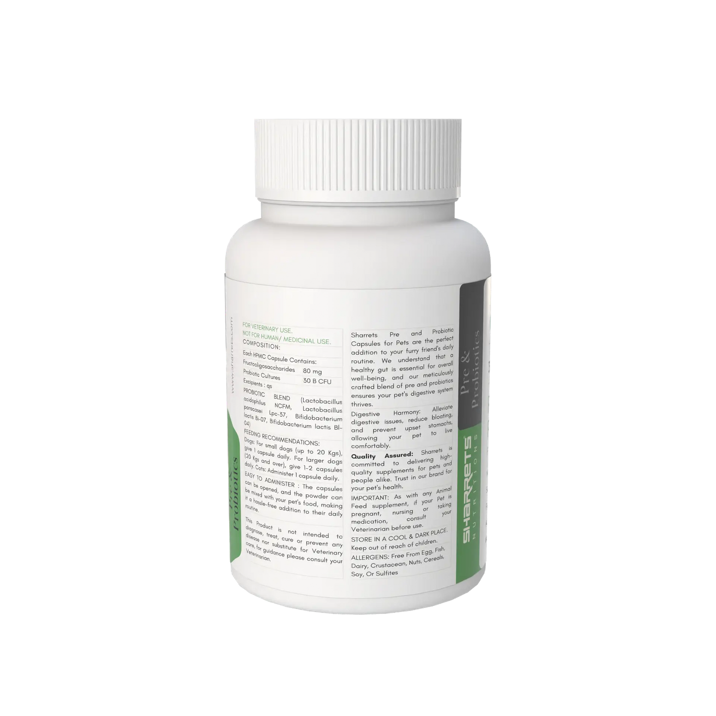 Probiotic capsules for dogs and cats with 30 billion CFU to support gut health, digestion and immunity