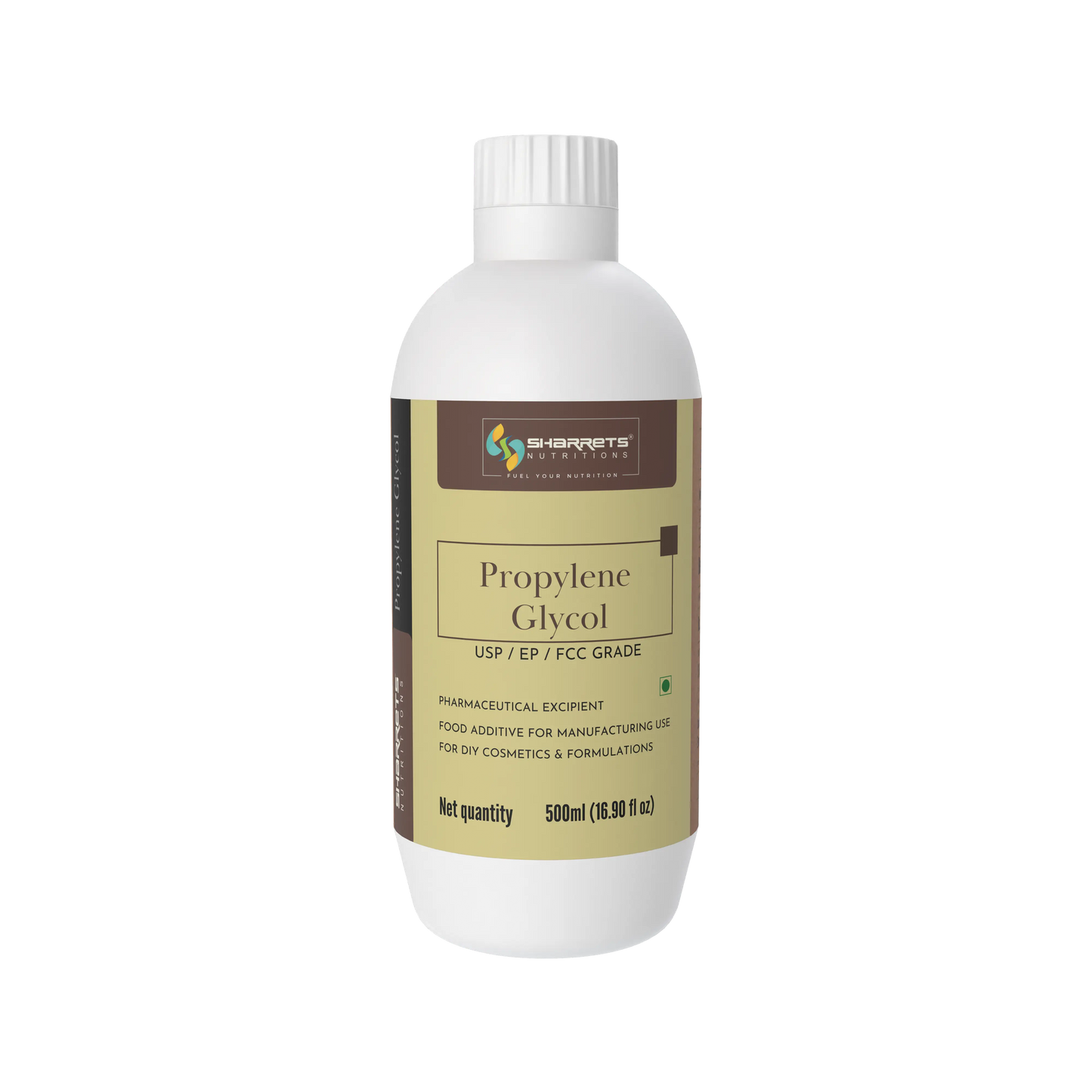 Propylene Glycol USP Food Grade 500ml bottle by Sharrets Nutritions – high purity USP EP FCC solvent for food, pharmaceutical and cosmetic use