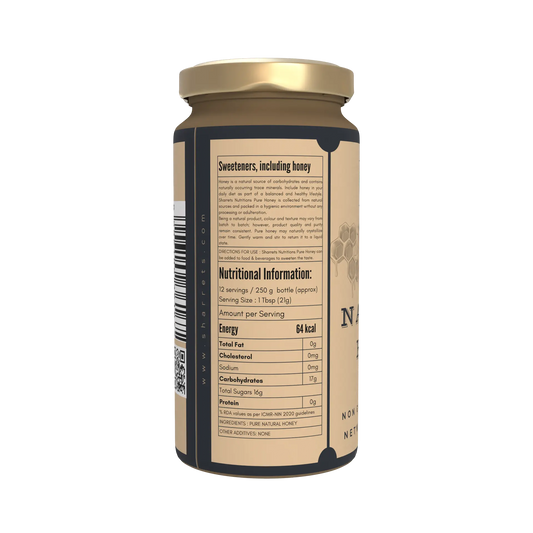 Jar of sharrets Pure Natural Unpasteurized Honey – Raw Honey for Food, Supplements & DIY Skincare