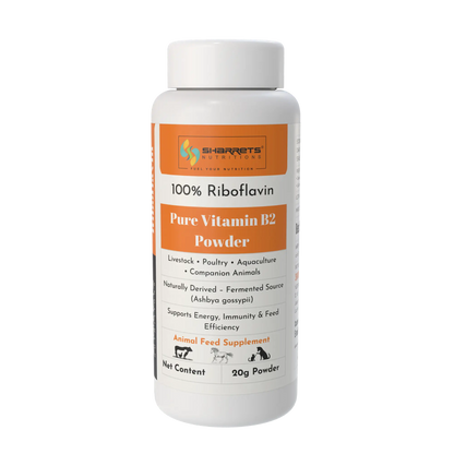 Pure vitamin B2 riboflavin powder for animal feed 20g supplement for livestock poultry aquaculture and companion animals