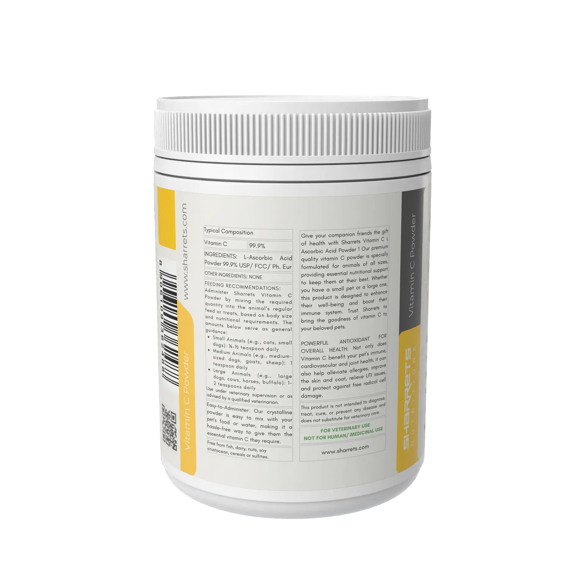 Pure Vitamin C powder for pets and animals – L-Ascorbic Acid supplement for immune support and joint health