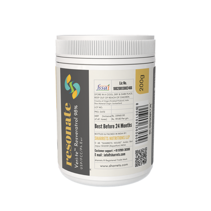 SHARRETS Resonate VerI- te Resveratrol supplement container with label on a white background