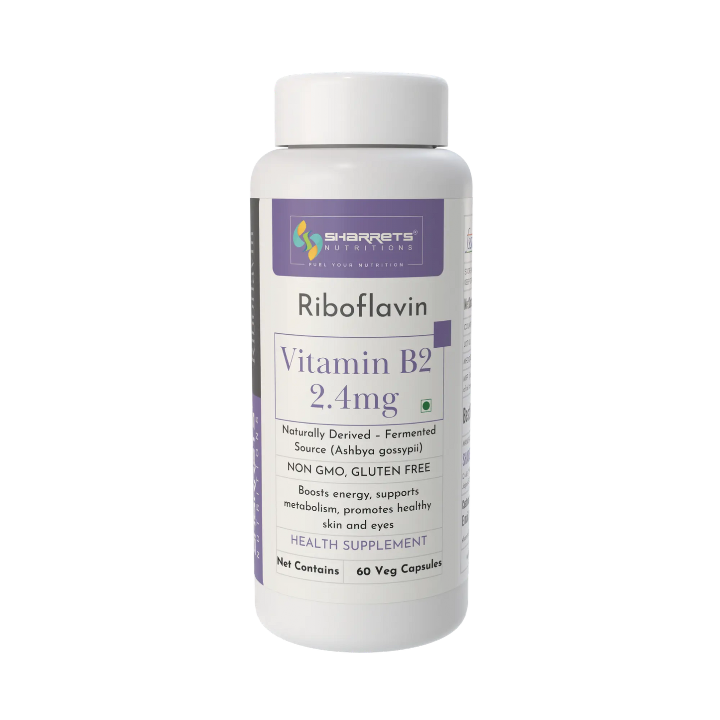 Best Vitamin B2 Supplement- Naturally Fermented Vitamin B2 2.4 mg – ICMR 2020 RDA Support I Sharrets