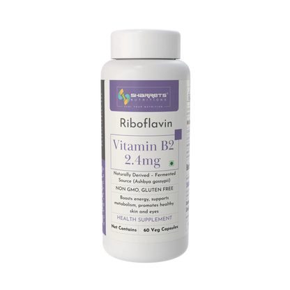 Best Vitamin B2 Supplement- Naturally Fermented Vitamin B2 2.4 mg – ICMR 2020 RDA Support I Sharrets
