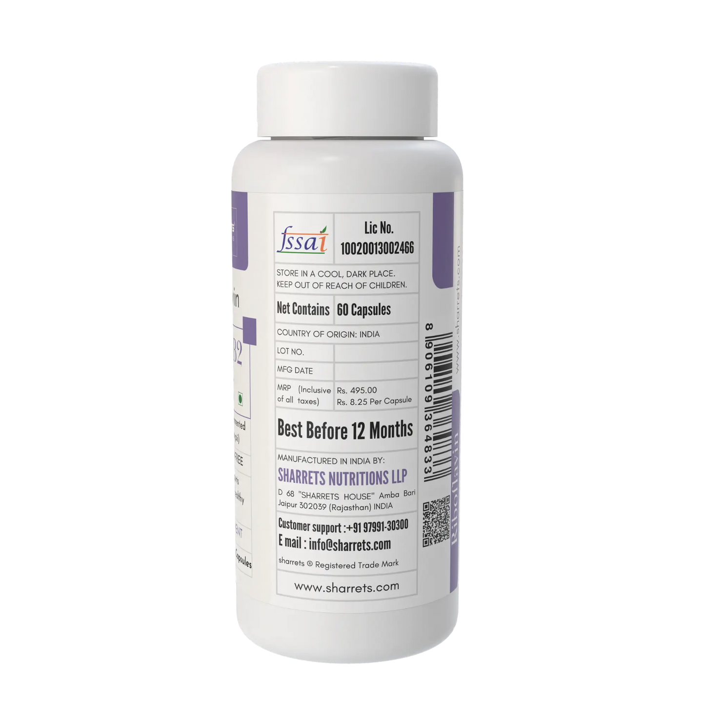 Best Vitamin B2 Supplement- Naturally Fermented Vitamin B2 2.4 mg – ICMR 2020 RDA Support