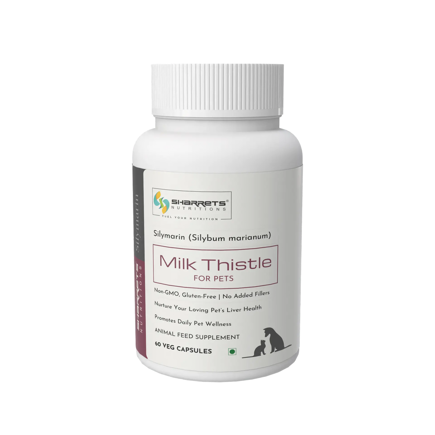 Silymarin Milk Thistle for Dogs and Cats – Liver Support Supplement for Animals 60 Capsules