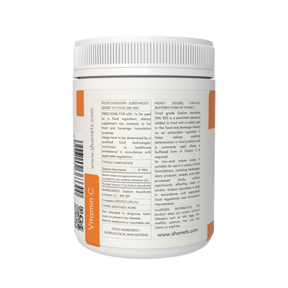 Sodium Ascorbate Vitamin C Powder USP Food Grade Supplement Facts and Ingredients