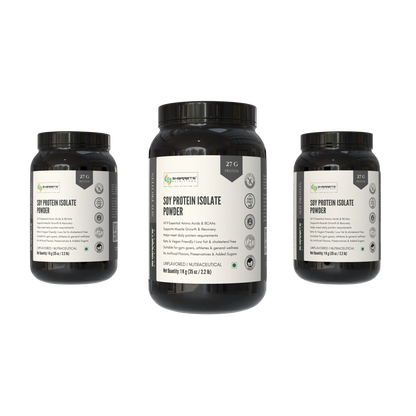 Soy protein isolate 90 percent powder unflavored 1kg combo pack 3 jars plant protein supplement by Sharrets Nutritions