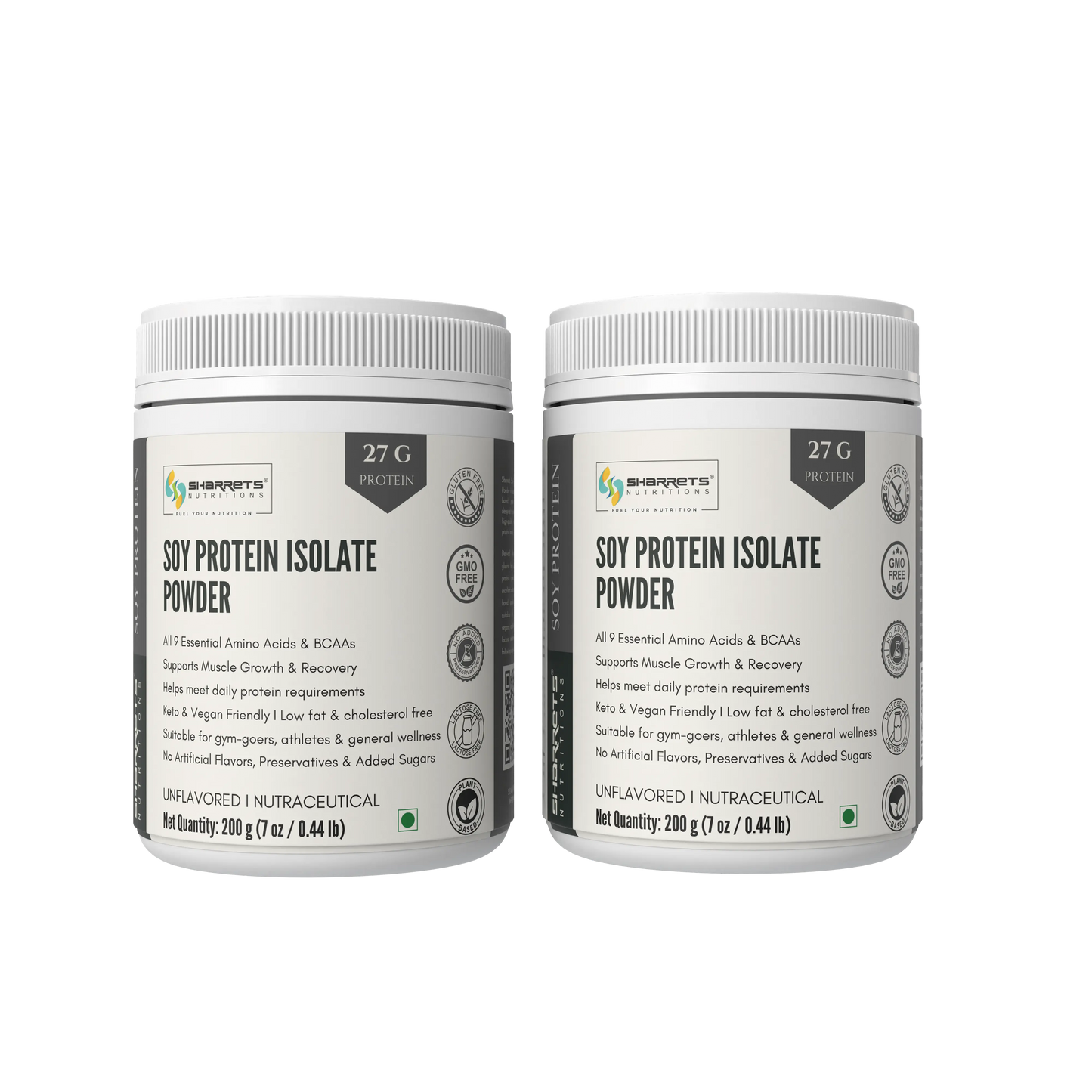 Soy protein isolate 90 percent powder unflavored combo pack 2 jars plant based protein by Sharrets Nutritions