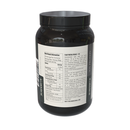 Sharrets Soy Protein Isolate Powder 1kg left-side pack showing nutritional information and recommended usage