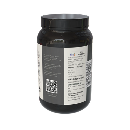 Sharrets Soy Protein Isolate Powder 1kg right-side pack showing product information, QR code and manufacturer details