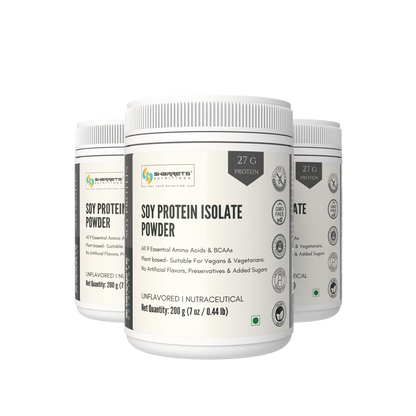 Three packs of Sharrets Soy Protein Isolate Powder 200g each