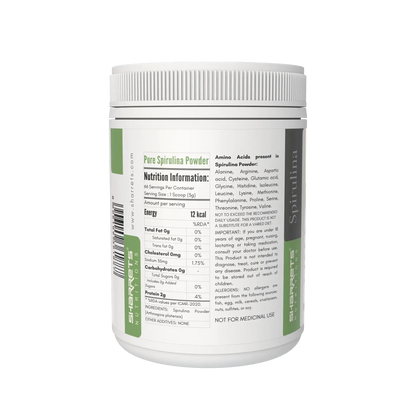 Sharrets Pure Spirulina Powder 200g nutrition information ingredients and amino acid profile