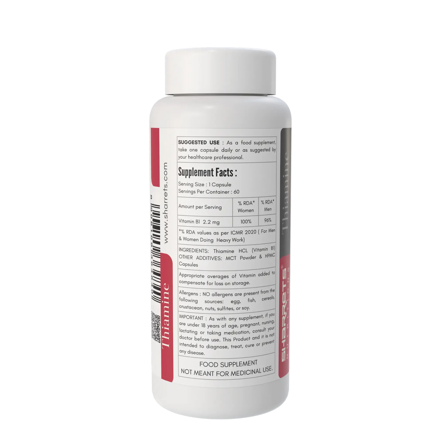 Vitamin B1 (Thiamine) 2.2mg Capsules – Energy & Metabolism Support