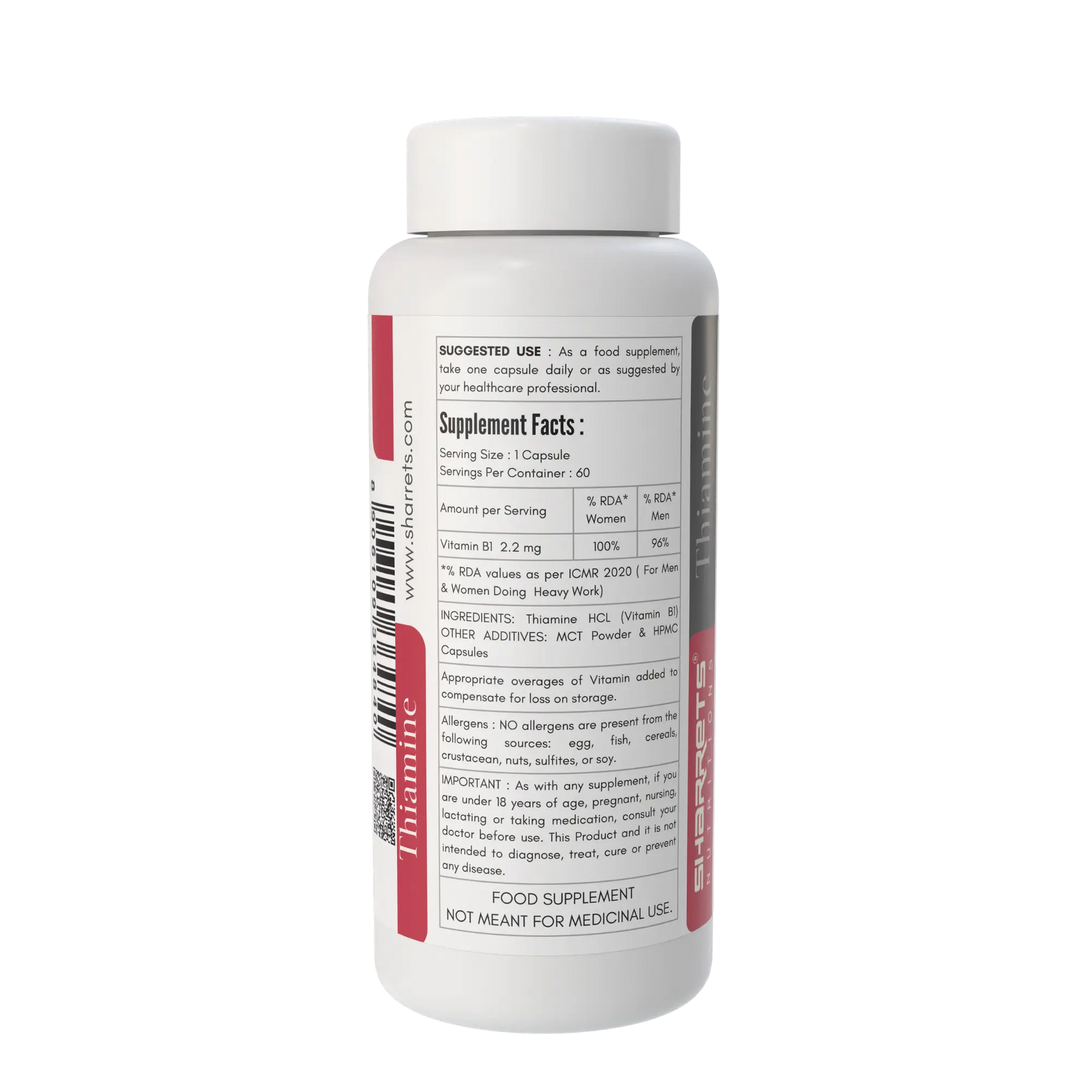 Vitamin B1 (Thiamine) 2.2mg Capsules – Energy & Metabolism Support