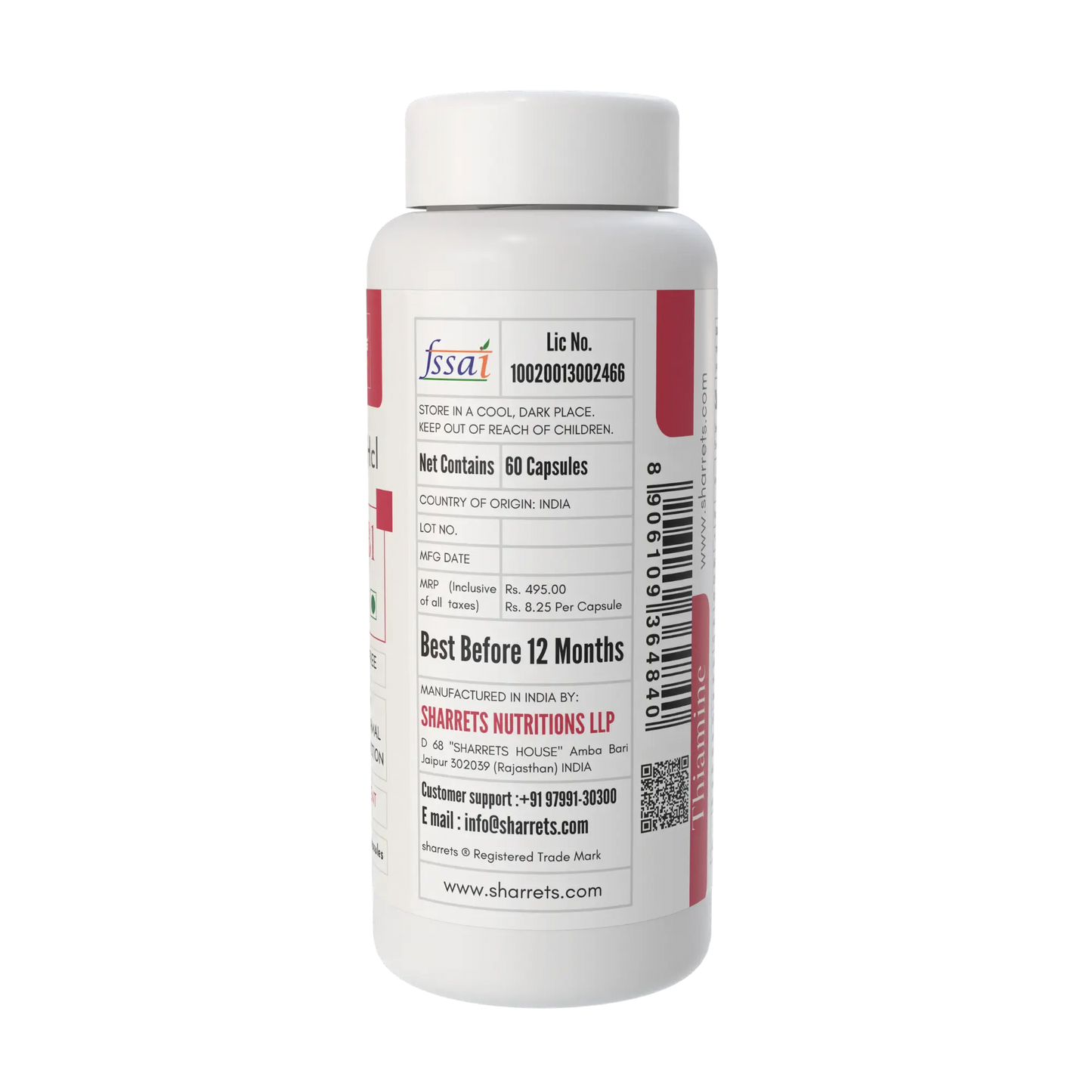 Vitamin B1 (Thiamine) 2.2mg Capsules – Energy & Metabolism Support