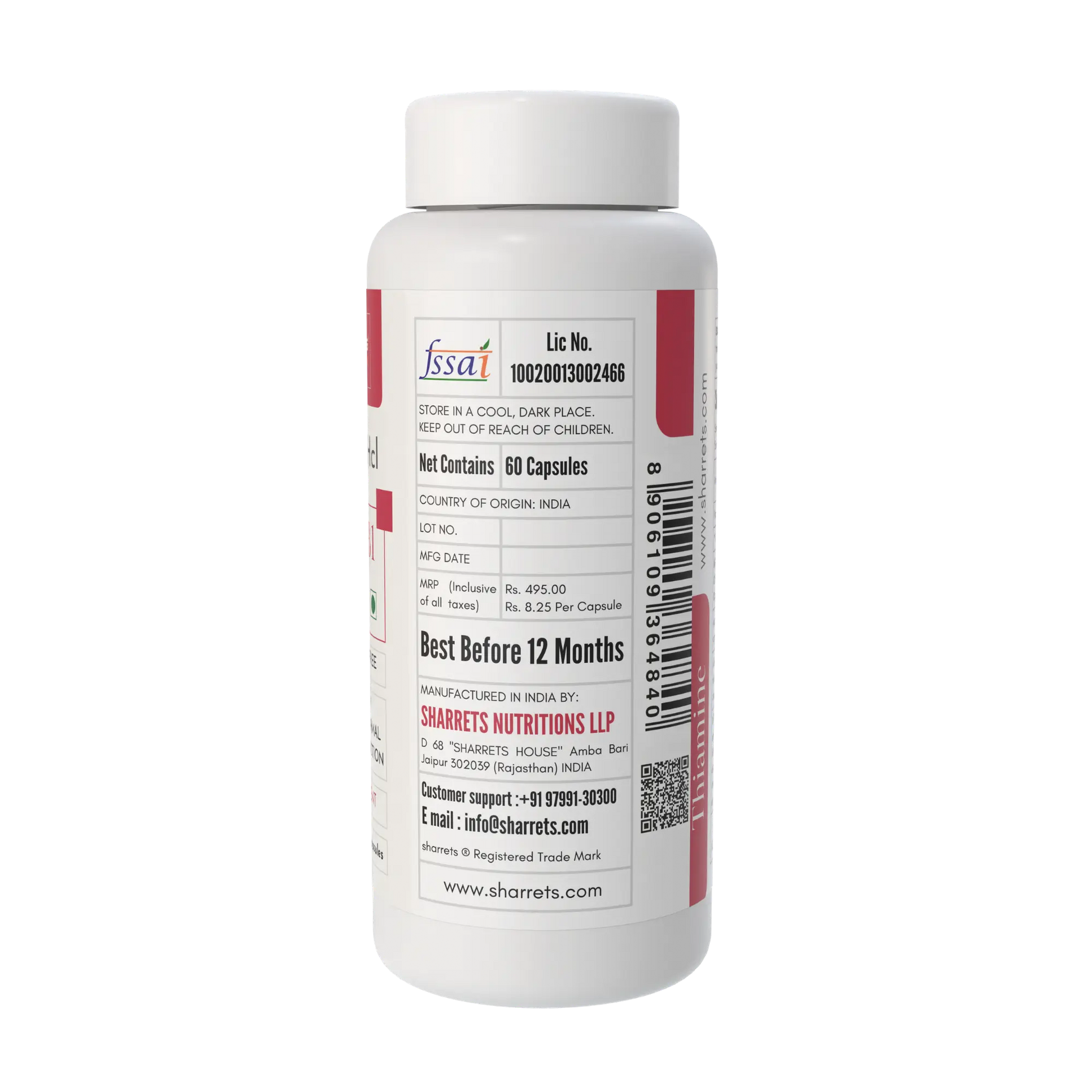 Vitamin B1 (Thiamine) 2.2mg Capsules – Energy & Metabolism Support