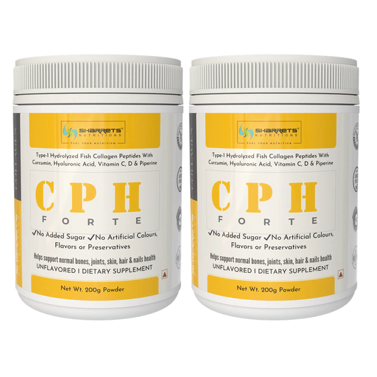 Sharrets CPH Forte Fish Collagen Peptides Powder 200g x 2 Pack with Vitamin C, D3, Curcumin, Hyaluronic Acid and Piperine for skin, joints and immunity
