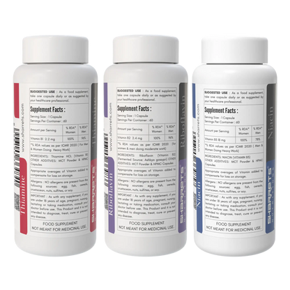 Vitamin B1 B2 B3 Capsules – Thiamine Riboflavin Niacin Supplement for Energy and Nerve Support