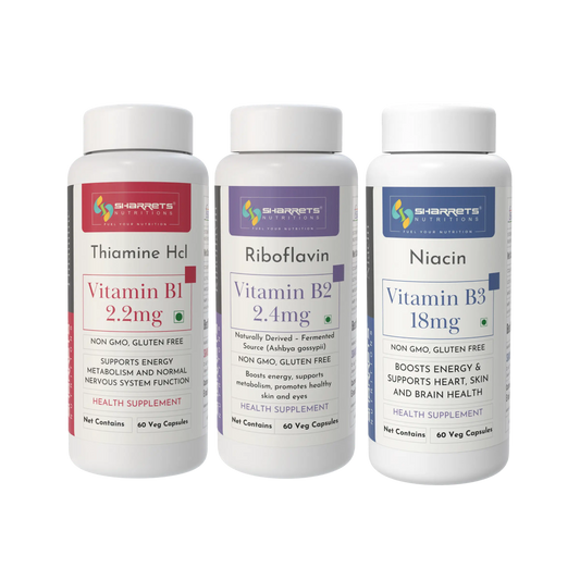 Vitamin B1 B2 B3 Capsules – Thiamine Riboflavin Niacin Supplement for Energy and Nerve Support