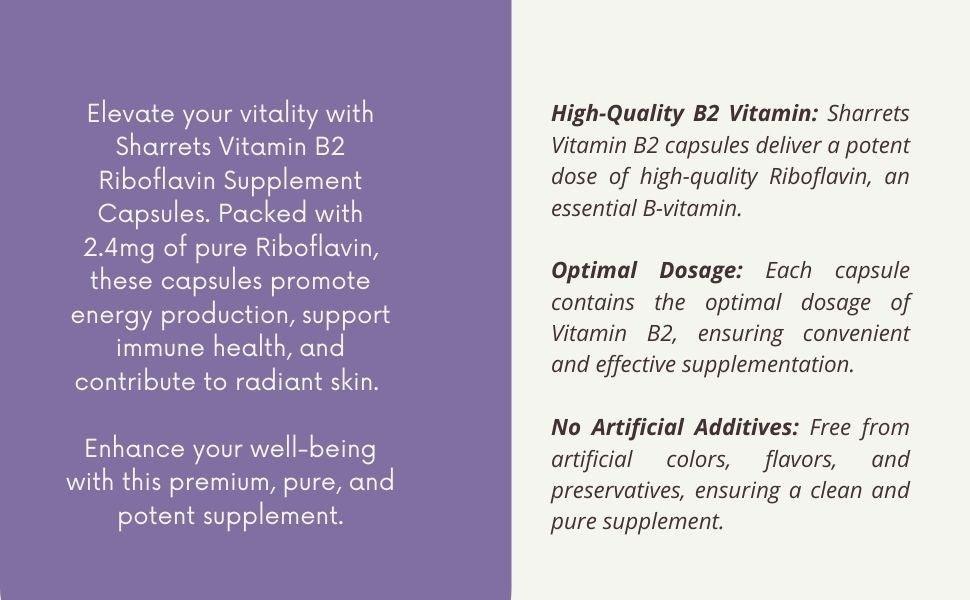 Vitamin B2 Riboflavin 2.4 mg Capsules High Quality Vitamin B2 Supplement for Energy Production and Healthy Skin