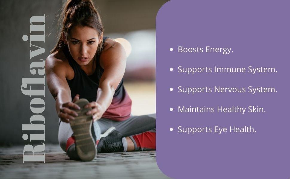 Vitamin B2 Riboflavin Capsules Benefits – Supports Energy Production Immune System Skin and Eye Health