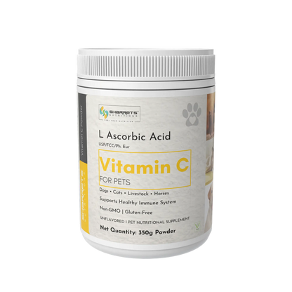 Vitamin C powder for animals – pure L-Ascorbic Acid supplement for dogs, cats, poultry and livestock – 350g