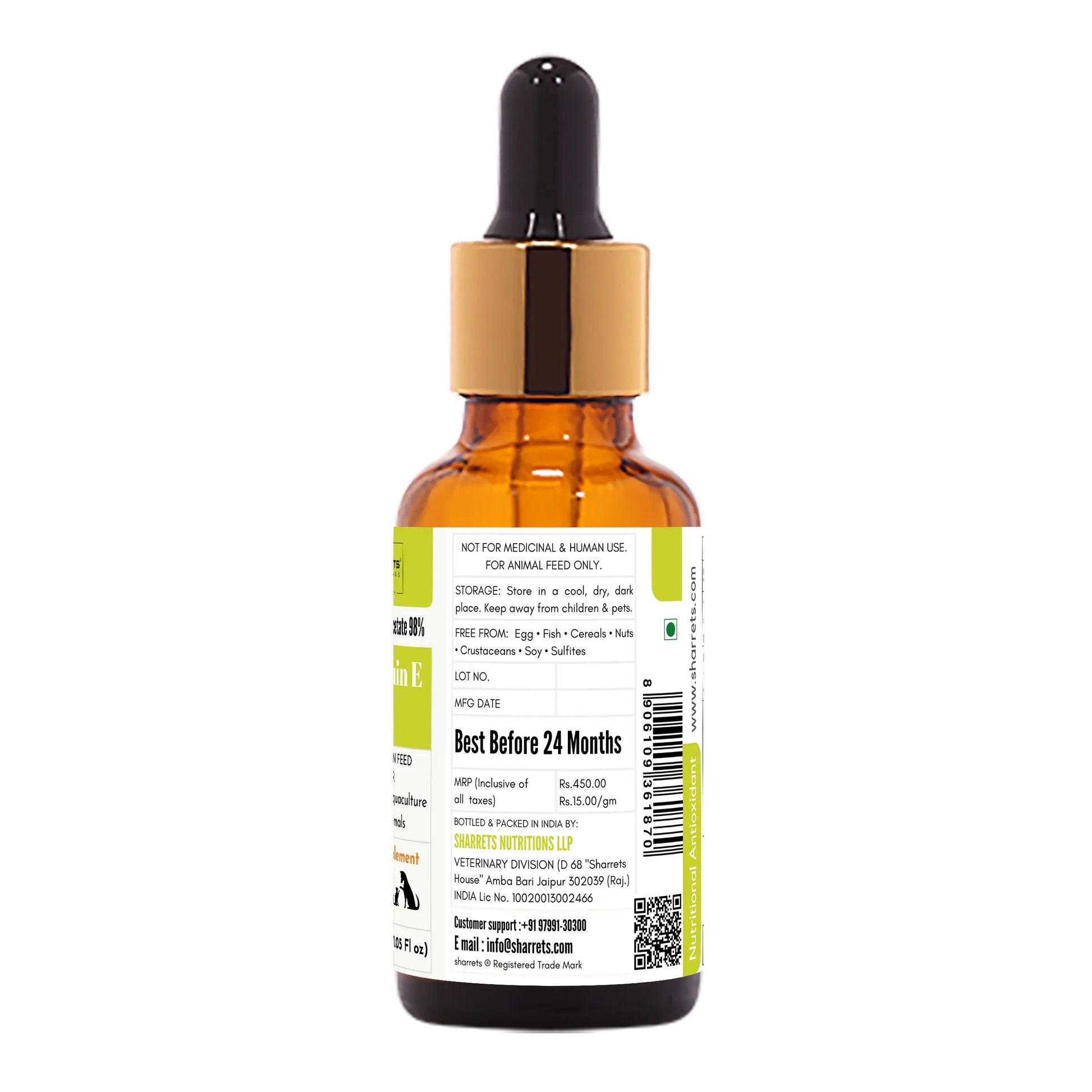 30g Pure Vitamin E acetate oil for pets and animals – feed grade vitamin E supplement for dogs, cats, poultry and livestock