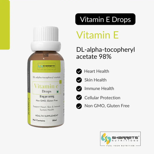 Info Image of Vitamin E Drops 30ml – 10mg (100% ICMR RDA) DL-Alpha-Tocopheryl Acetateo 