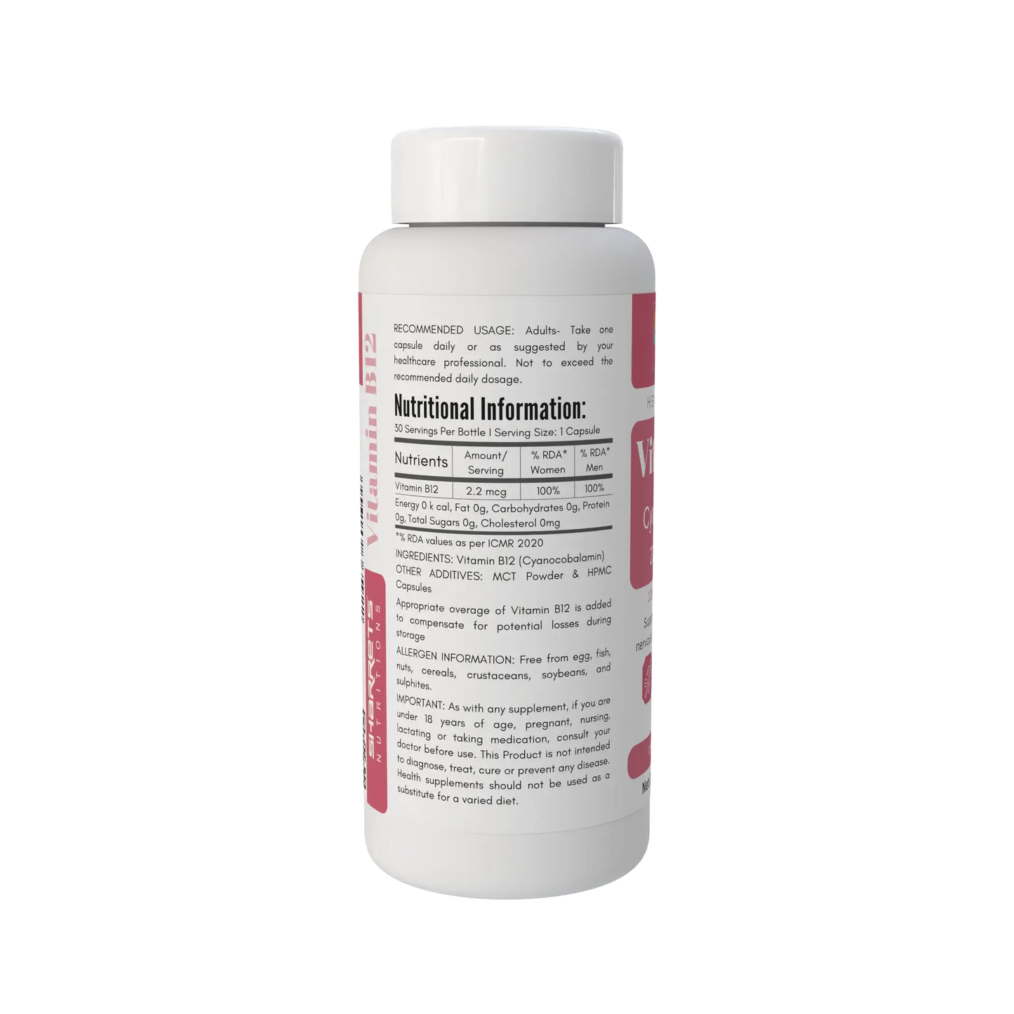 Vitamin B12 2.2 mcg Capsules | Cyanocobalamin | Sharrets Nutritions