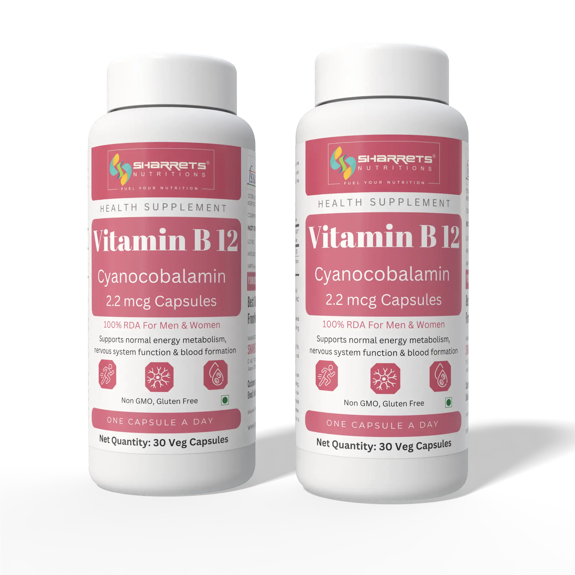 sharrets nutritions Vitamin B12 Cyanocobalamin Capsules- pack of 2